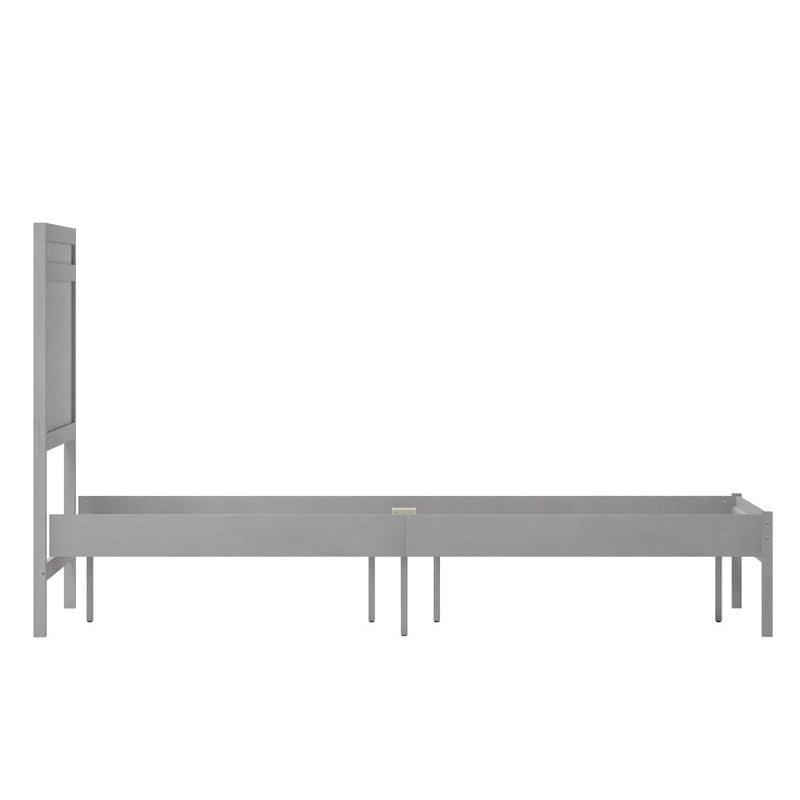 Letto a piattaforma in legno massello con testiera e doghe in legno