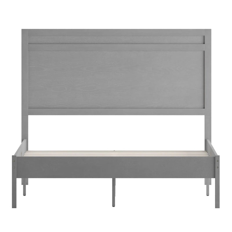 Letto a piattaforma in legno massello con testiera e doghe in legno