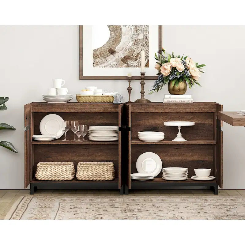 Modern Buffet Sideboards with Adjustable Shelves, Coffee Bar Table for Dining Room