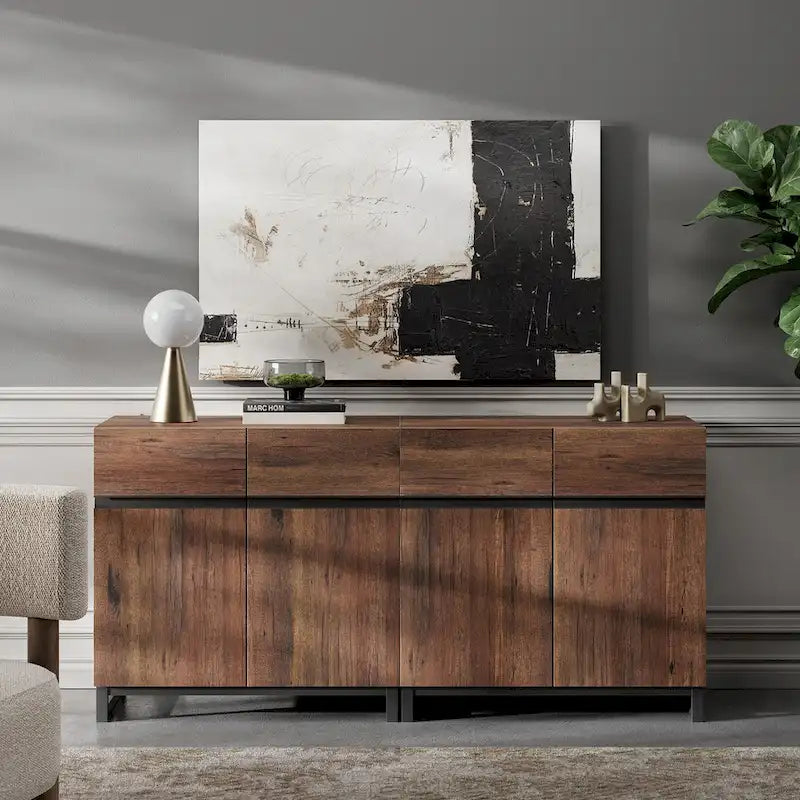 Modern Buffet Sideboards with Adjustable Shelves, Coffee Bar Table for Dining Room