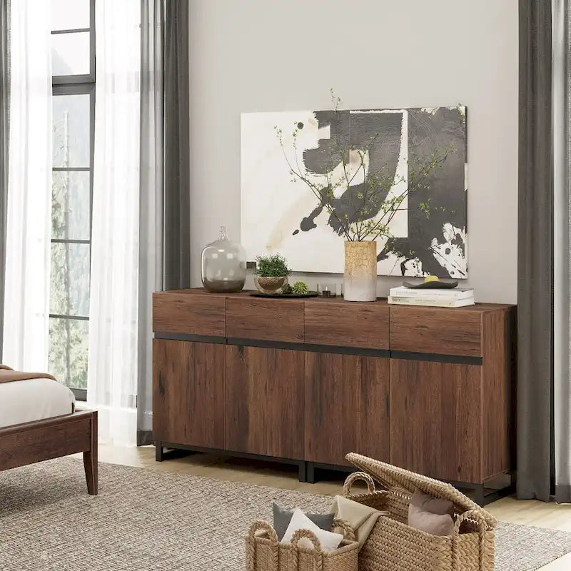 Modern Buffet Sideboards with Adjustable Shelves, Coffee Bar Table for Dining Room