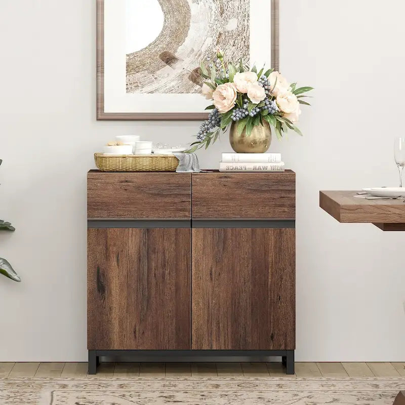 Modern Buffet Sideboards with Adjustable Shelves, Coffee Bar Table for Dining Room