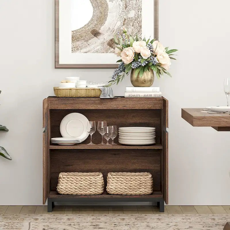 Modern Buffet Sideboards with Adjustable Shelves, Coffee Bar Table for Dining Room