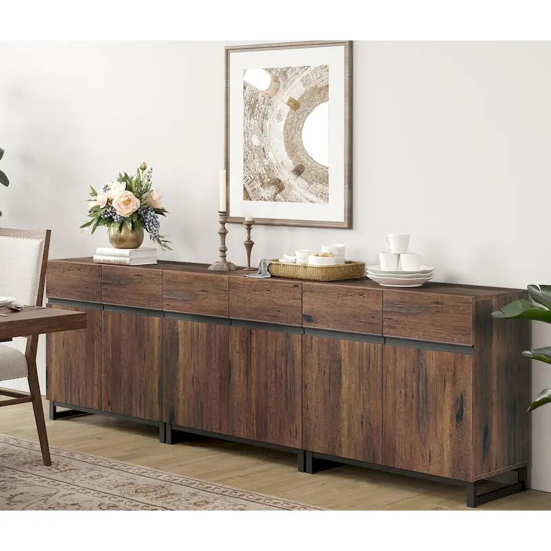 Modern Buffet Sideboards with Adjustable Shelves, Coffee Bar Table for Dining Room