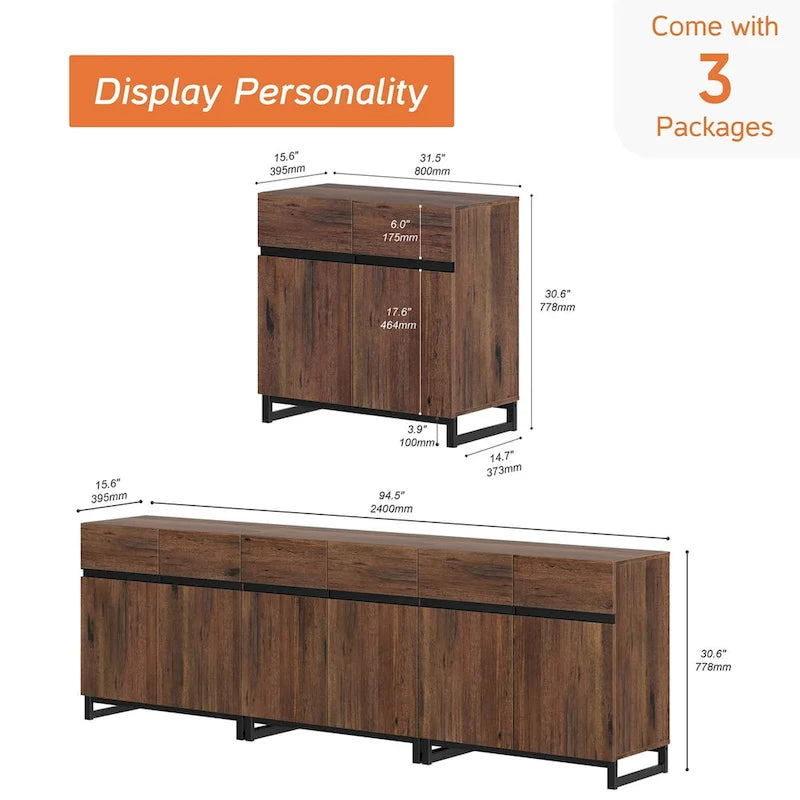 Modern Buffet Sideboards with Adjustable Shelves, Coffee Bar Table for Dining Room