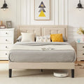 Modern Upholstered Platform Bed Frame with Height Adjustable Tufted Headboard