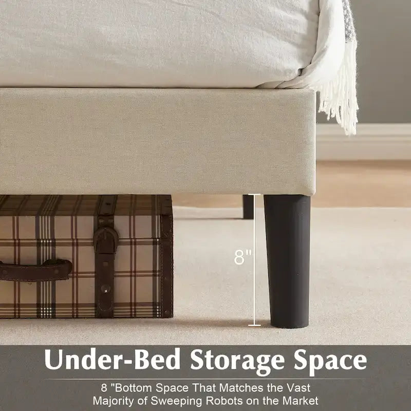 Modern Upholstered Platform Bed Frame with Height Adjustable Tufted Headboard
