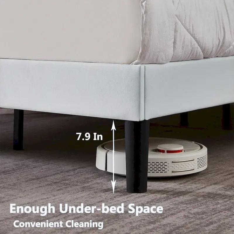 Modern Upholstered Platform Bed Frame with Height Adjustable Tufted Headboard
