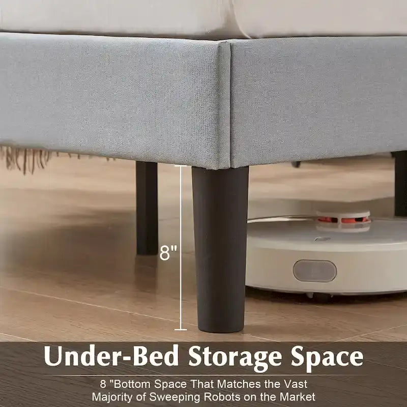 Modern Upholstered Platform Bed Frame with Height Adjustable Tufted Headboard
