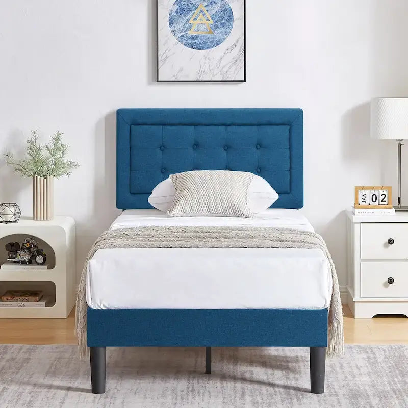 Modern Upholstered Platform Bed Frame with Height Adjustable Tufted Headboard