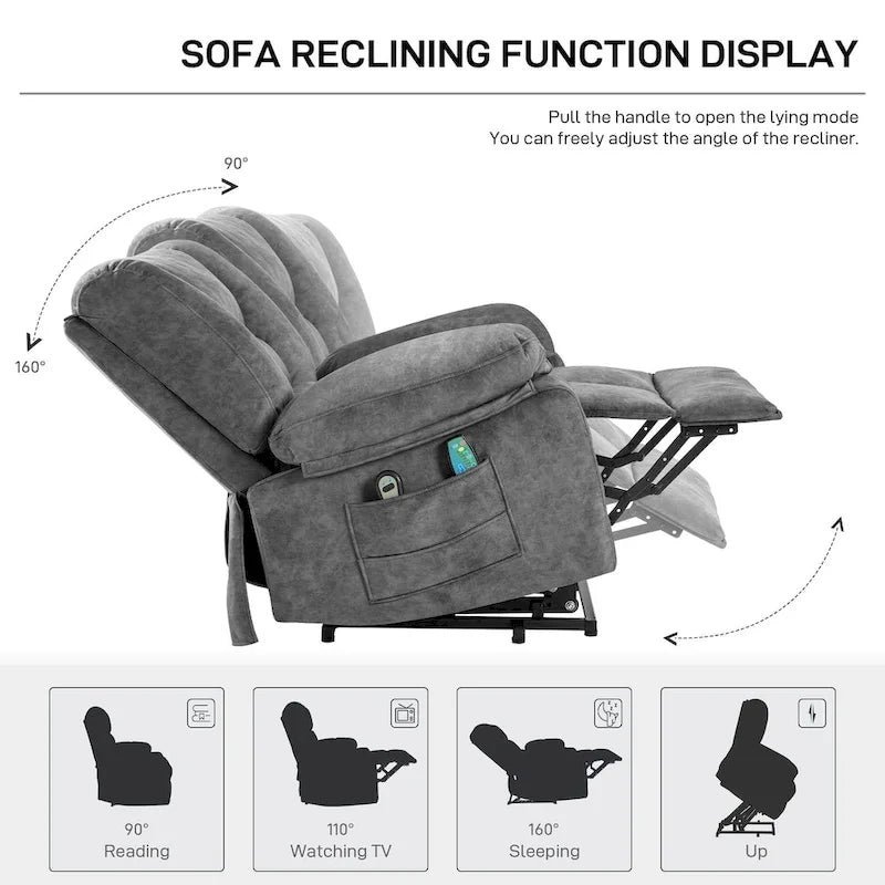 Fotel rozkładany z elektrycznym podnośnikiem i masażem dla seniorów