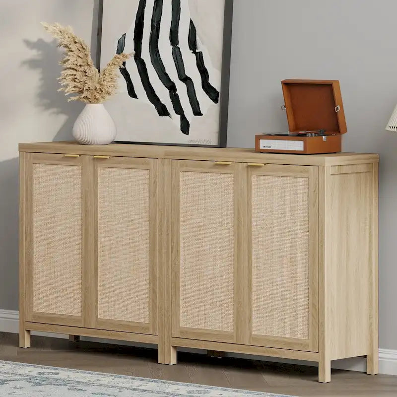 Set di 2 credenze buffet in rattan con 2 ante - N/D