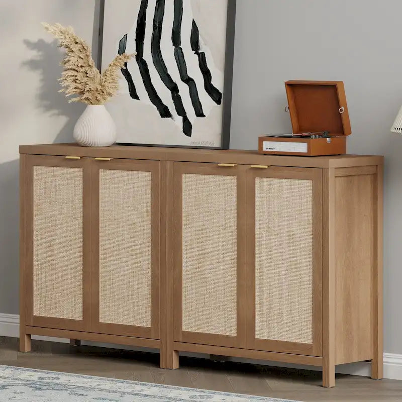 Set di 2 credenze buffet in rattan con 2 ante - N/D