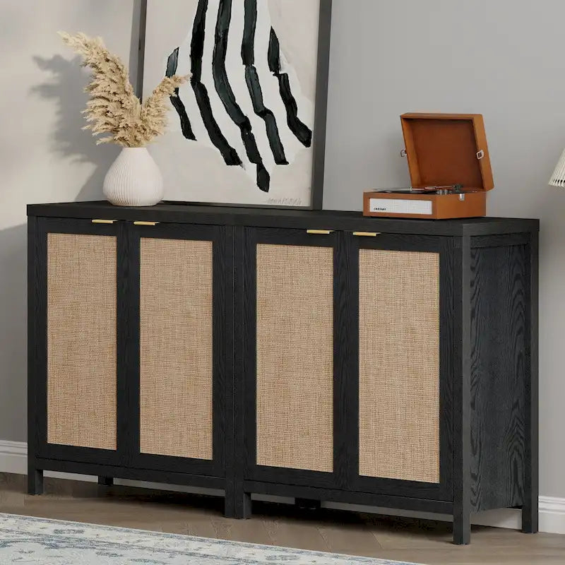 Set di 2 credenze buffet in rattan con 2 ante - N/D