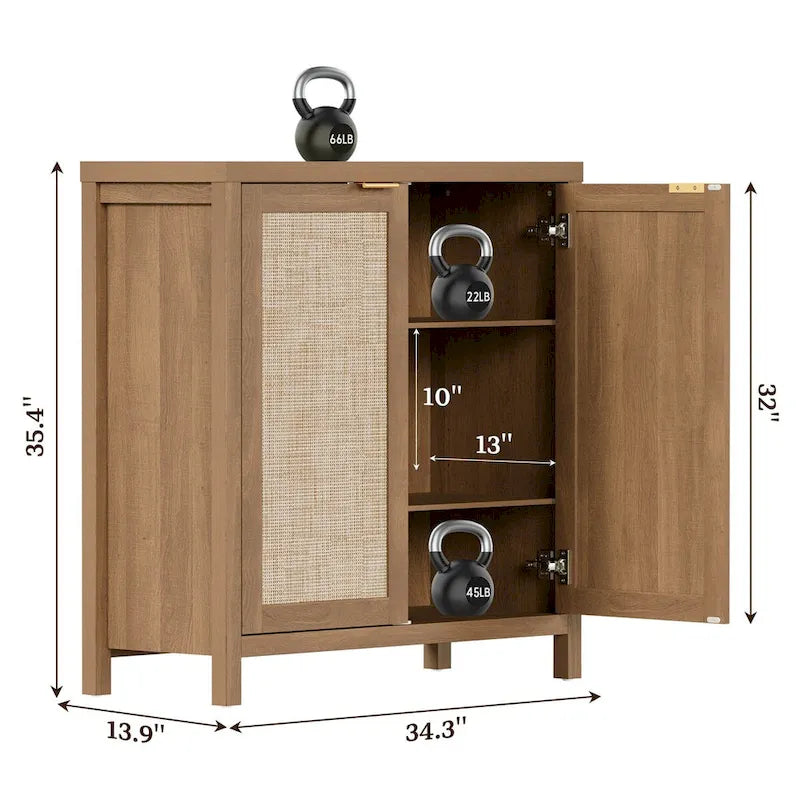 Set di 2 credenze buffet in rattan con 2 ante - N/D