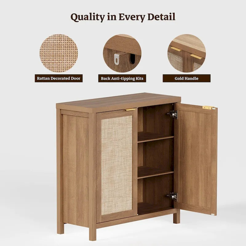 Set di 2 credenze buffet in rattan con 2 ante - N/D