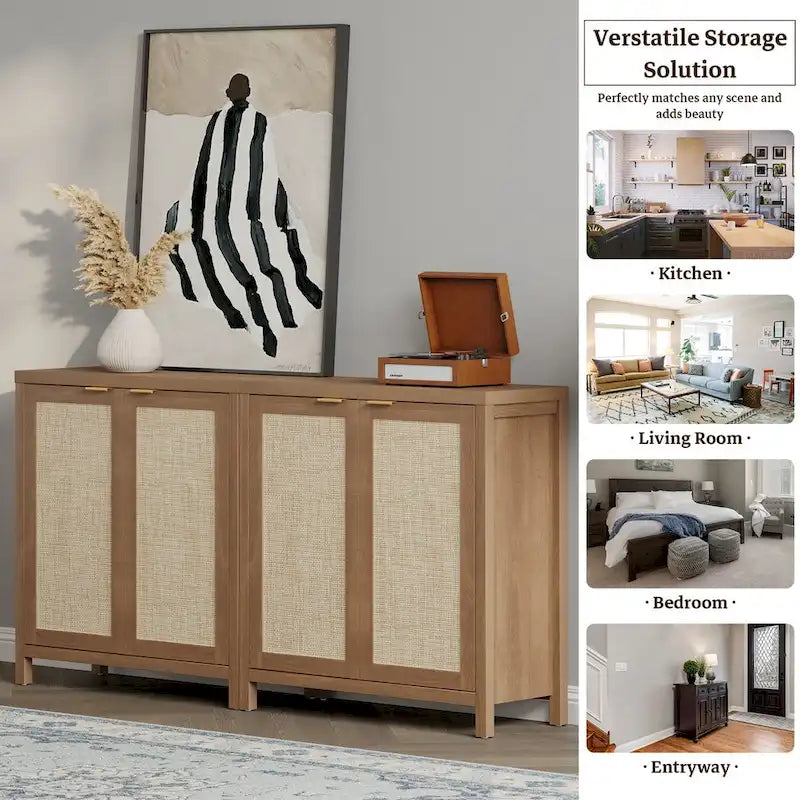 Set di 2 credenze buffet in rattan con 2 ante - N/D