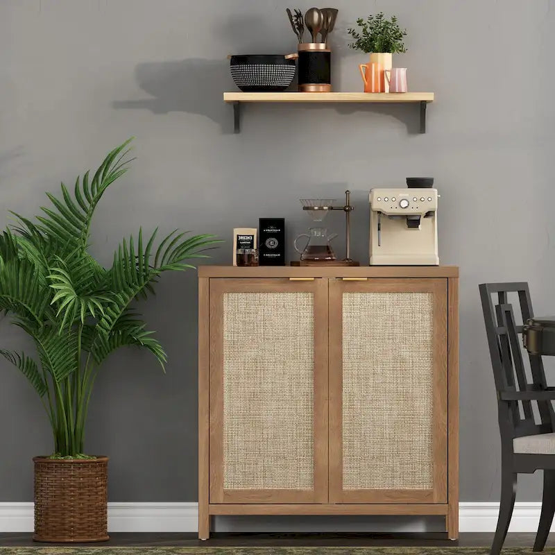 Set di 2 credenze buffet in rattan con 2 ante - N/D