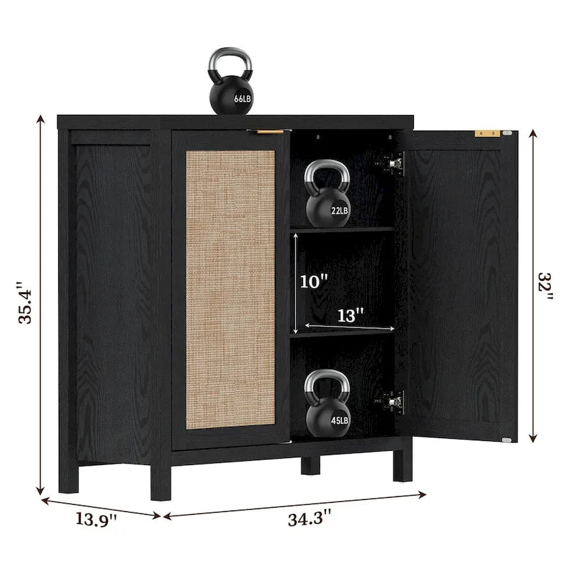 Set di 2 credenze buffet in rattan con 2 ante - N/D