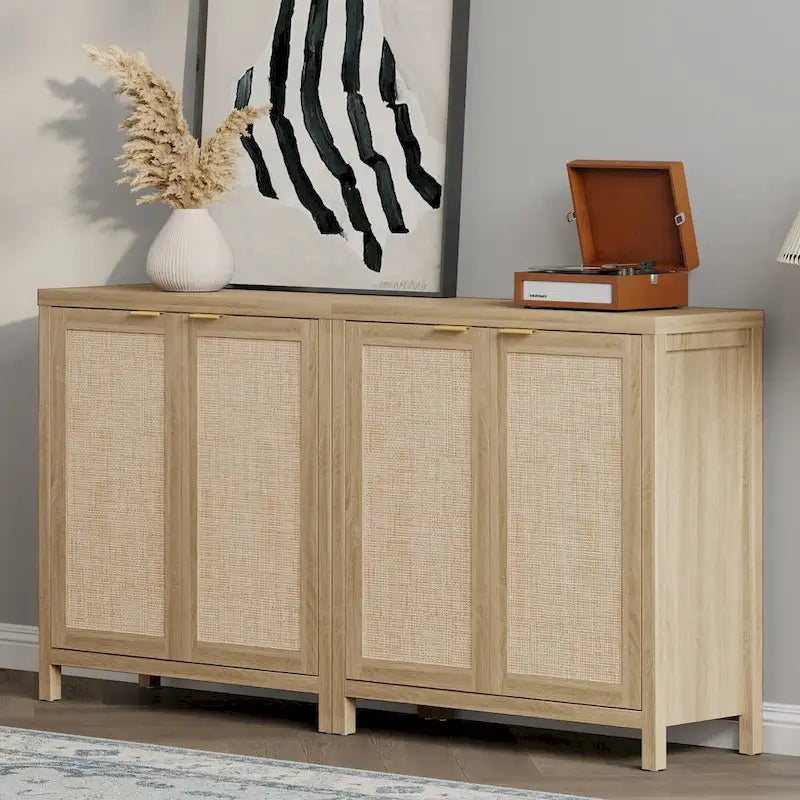 Set di 2 credenze buffet in rattan con 2 ante - N/D