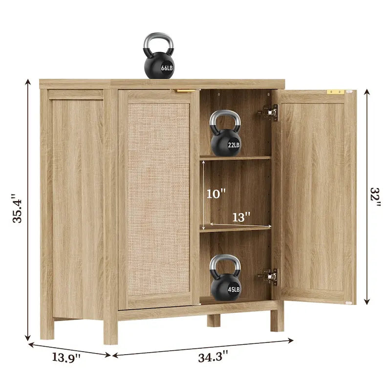 Set di 2 credenze buffet in rattan con 2 ante - N/D