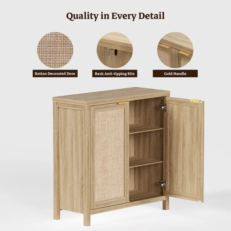 Set di 2 credenze buffet in rattan con 2 ante - N/D