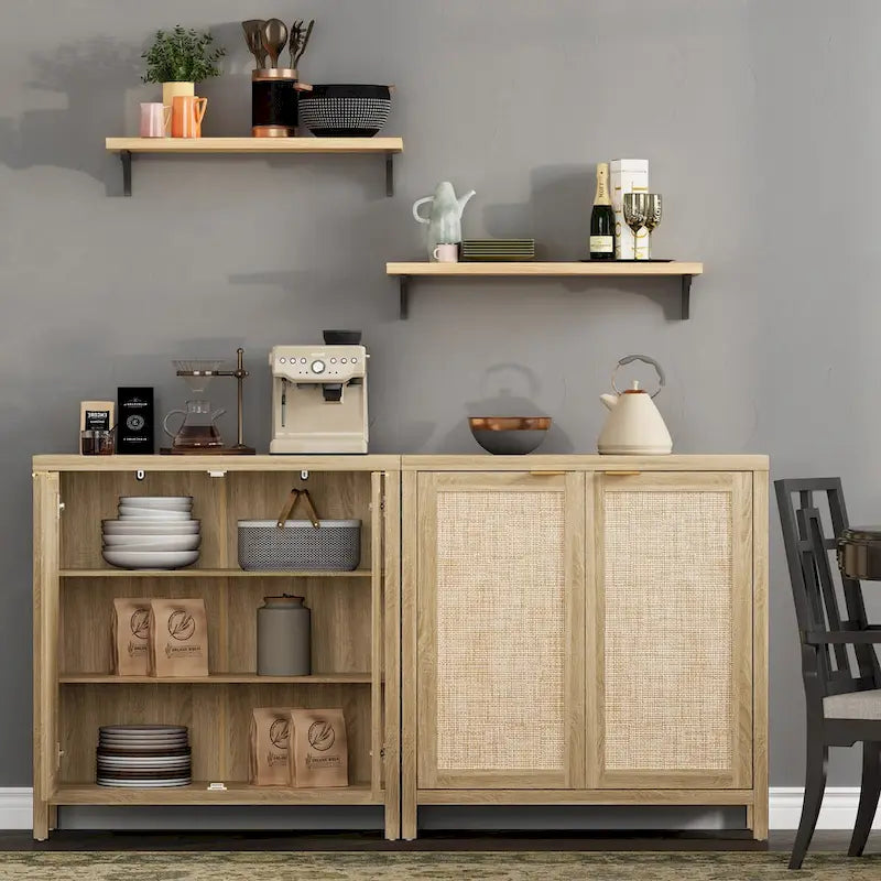 Set di 2 credenze buffet in rattan con 2 ante - N/D