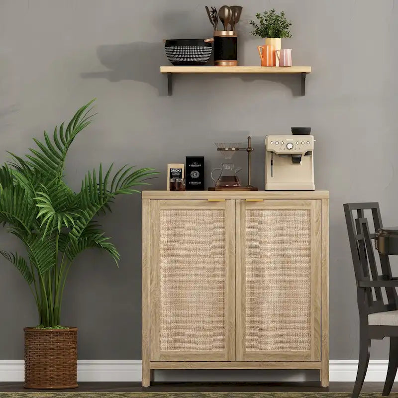 Set di 2 credenze buffet in rattan con 2 ante - N/D