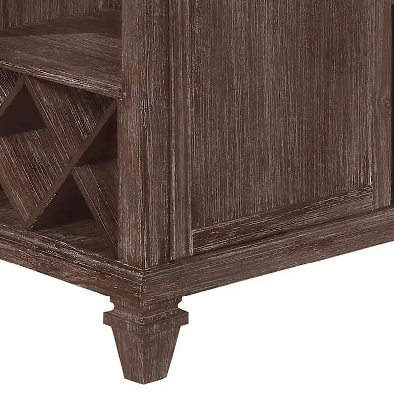 Tavolo da pranzo alto 54 pollici, portabottiglie, legno, marrone caldo