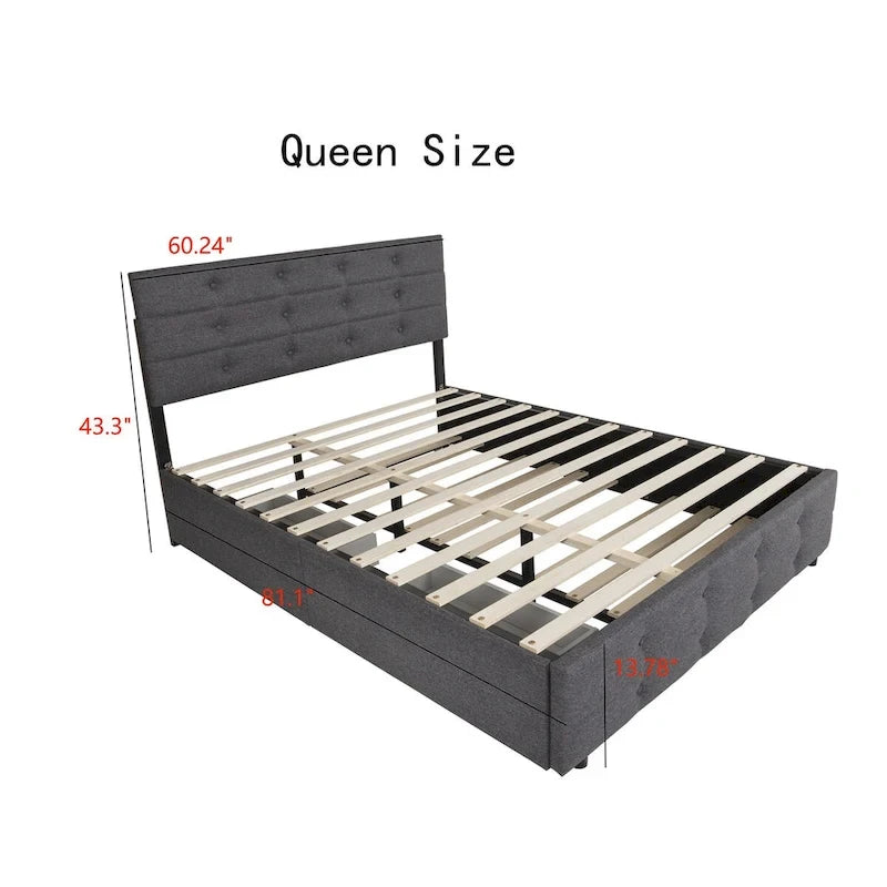 Letto estraibile imbottito in tessuto di lino, misura queen