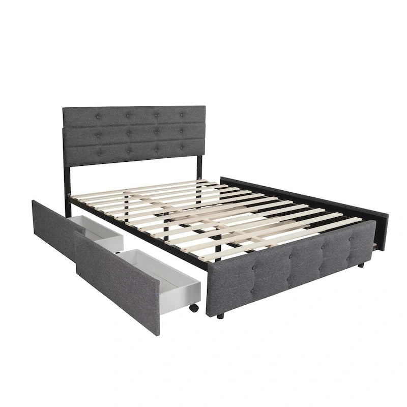 Letto estraibile imbottito in tessuto di lino, misura queen