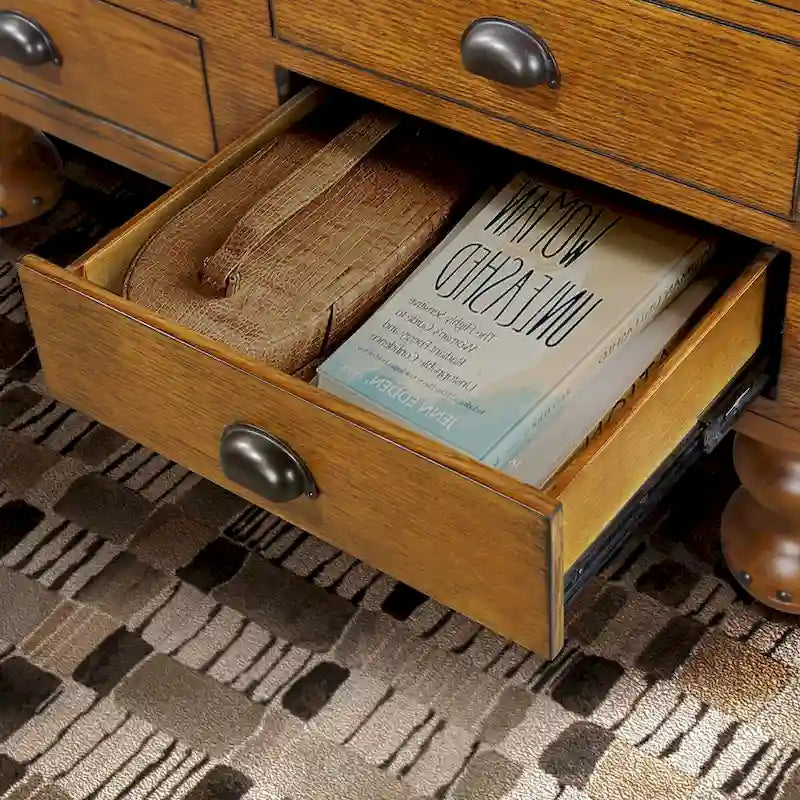 Tavolino rettangolare da 40 in legno massello con 4 cassetti