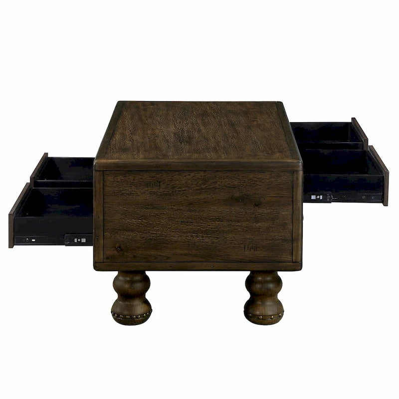Tavolino rettangolare da 40 in legno massello con 4 cassetti