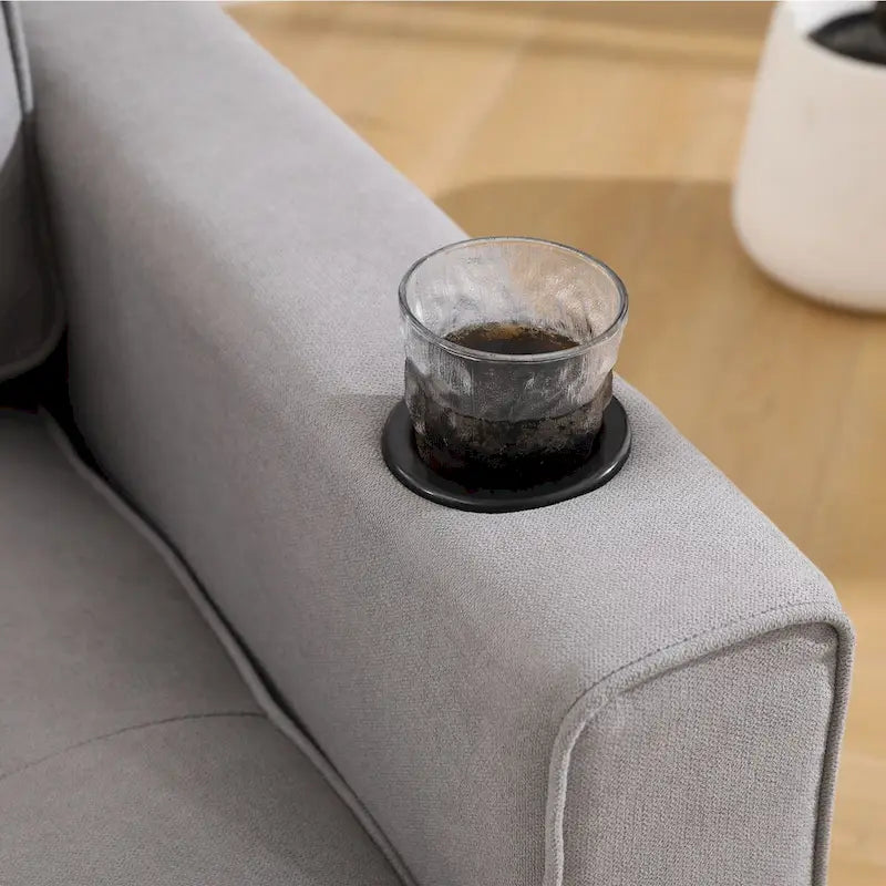 Divano futon imbottito con letto estraibile, divanetto capitonné pieghevole disponibile in vari colori, con portabicchieri