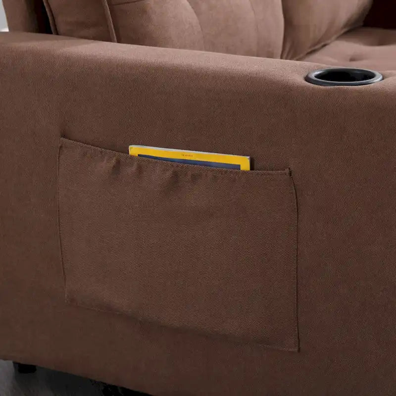 Divano futon imbottito con letto estraibile, divanetto capitonné pieghevole disponibile in vari colori, con portabicchieri